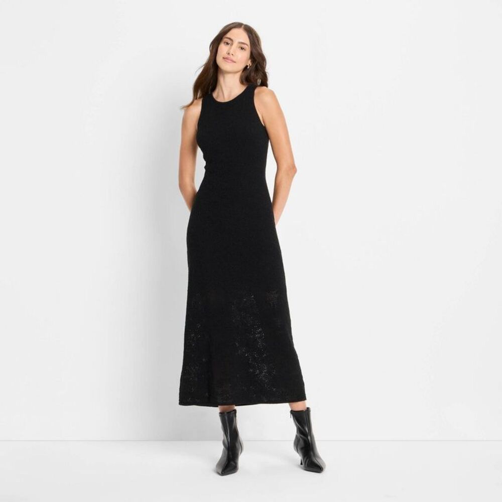 Women's Lace Midi Sweater Dress - Future Collective Black S